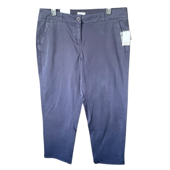 crown & ivy Pants - NWT Crown & Ivy Essential Signature chino ankle pants stretch pockets 10 blue